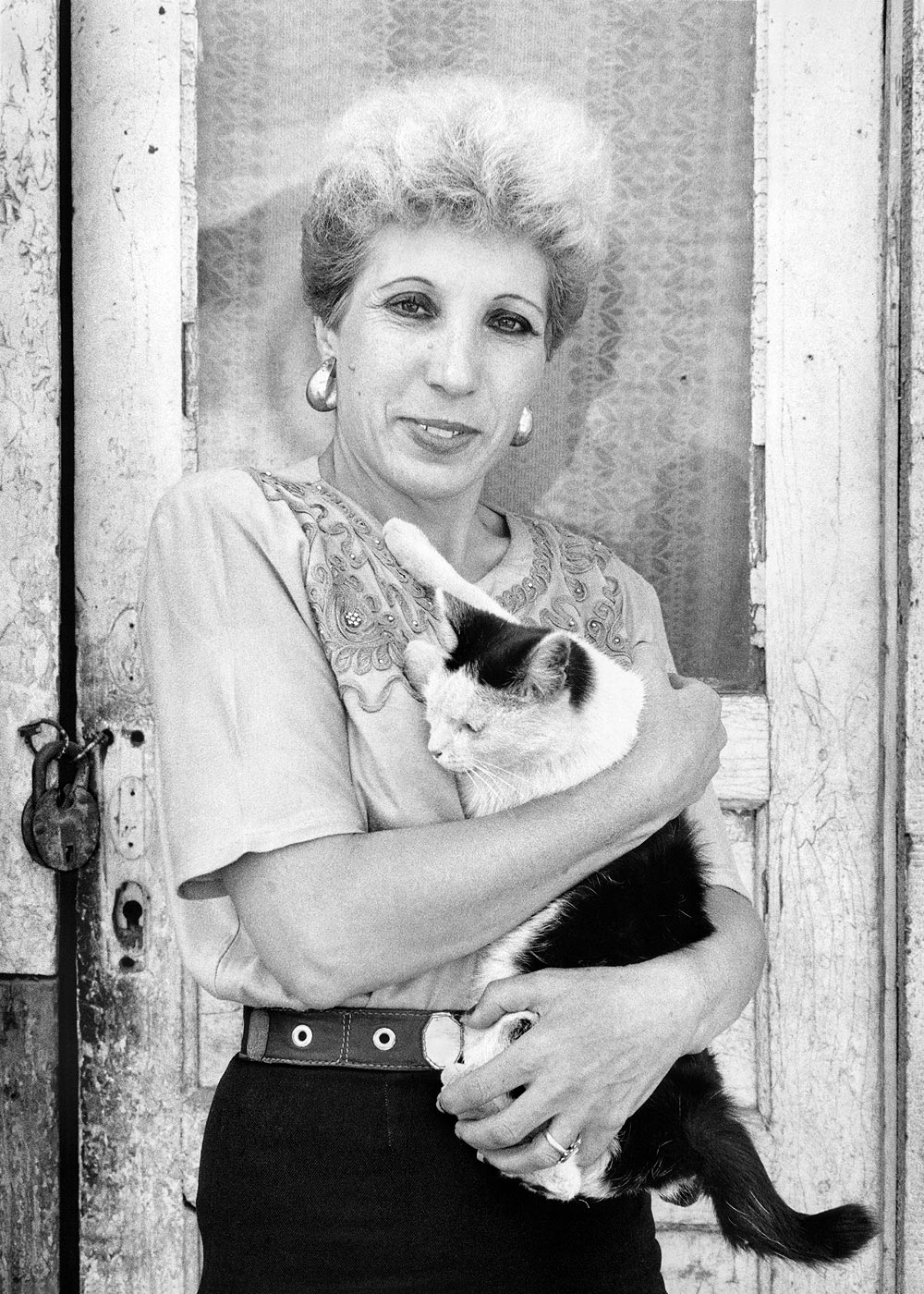 Woman with cat, Yerevan, 1999